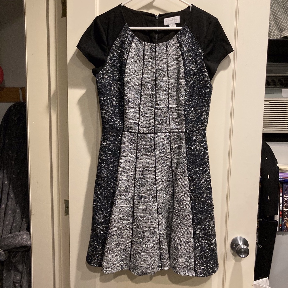 Blue Black Sparkle Fit and Flare Dress